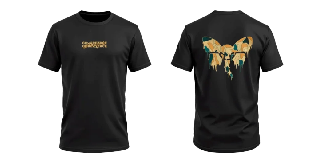 Štampa na majici sa logotipom Elegance Studio - personalizacija tekstila Beograd