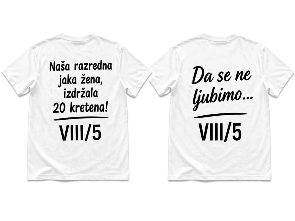 Natpisi za majice za 8. razred 2026 – Ideje + Slike