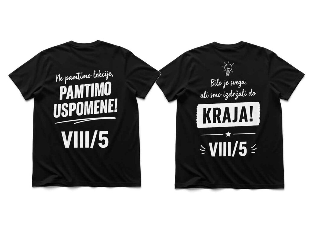 Natpisi za majice za 8. razred 2026 – Ideje + Slike